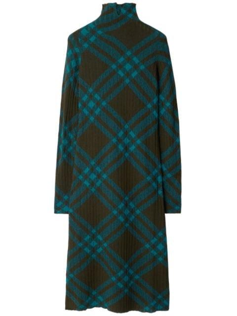 checkered wool blend shift dress by BURBERRY