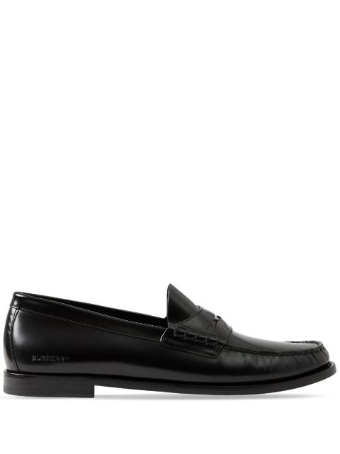 coin-detailing logo-debossed leather penny loafers by BURBERRY