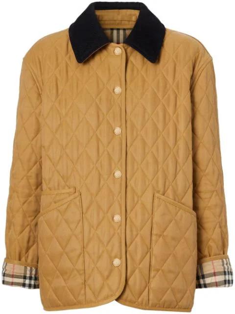 corduroy-collar diamond-quilted jacket by BURBERRY