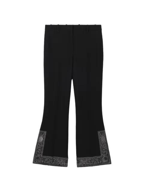 cropped embroidered wool silk flared trousers by BURBERRY