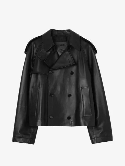 cropped leather Leadenham trench coat by BURBERRY