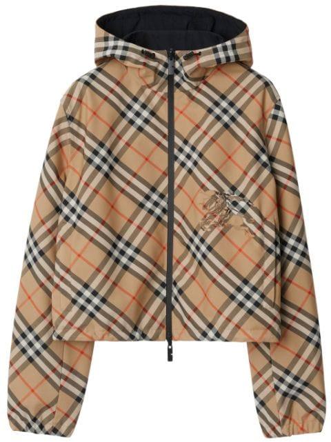 cropped reversible check jacket by BURBERRY