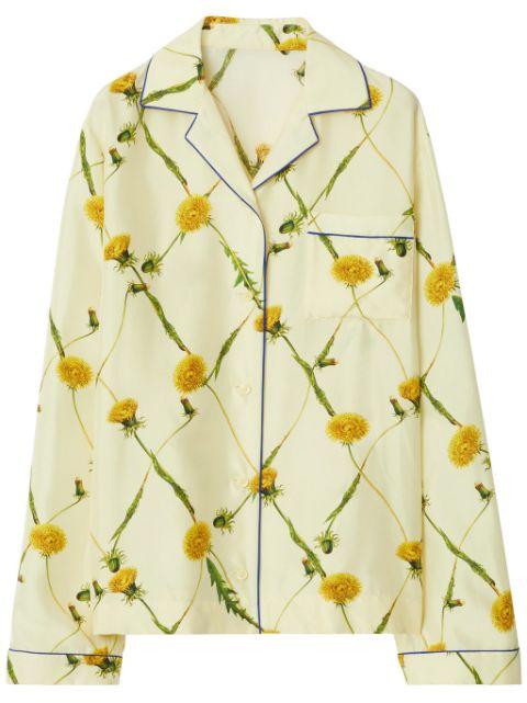 dandelion-print silk pyjama shirt by BURBERRY