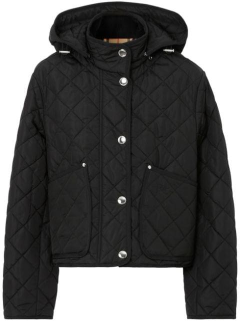 detachable-hood diamond-quilted jacket by BURBERRY