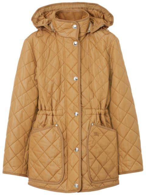 diamond-quilted hoodied jacket by BURBERRY