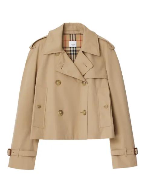 double-breasted cropped cotton trench coat by BURBERRY