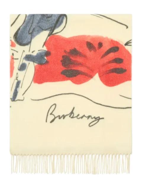 equestrian knight design fringed scarf by BURBERRY