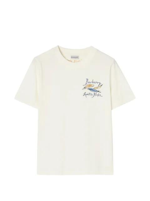 feather-print cotton T-shirt by BURBERRY