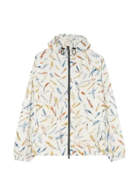 feather-print nylon hoodied jacket by BURBERRY