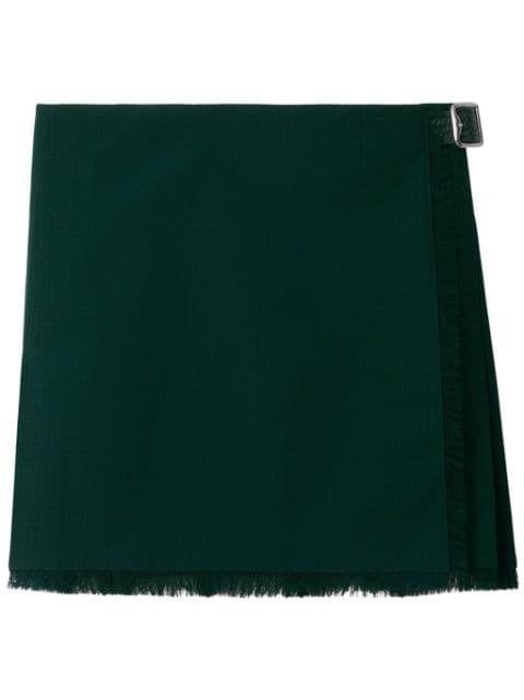 frayed-edge wool pleated skirt by BURBERRY
