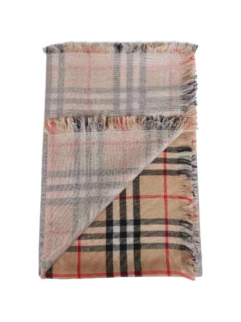 fringed checked scarf by BURBERRY
