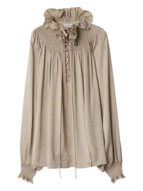 geometric-pattern ruffled-collar blouse by BURBERRY
