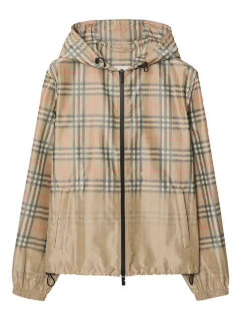 gradient check hoodied lightweight jacket by BURBERRY