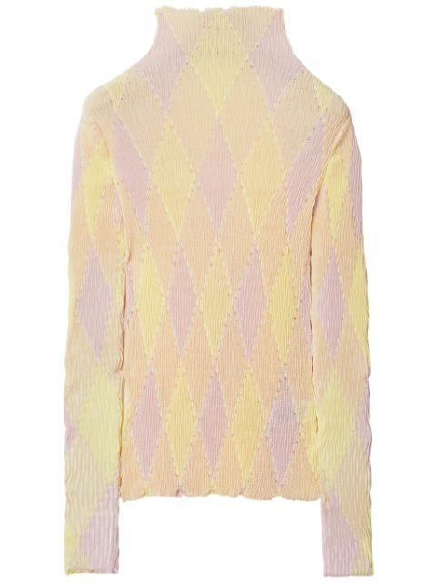 high-neck argyle intarsia-knit jumper by BURBERRY