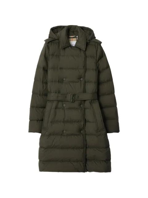 hoodied double-breasted puffer coat by BURBERRY