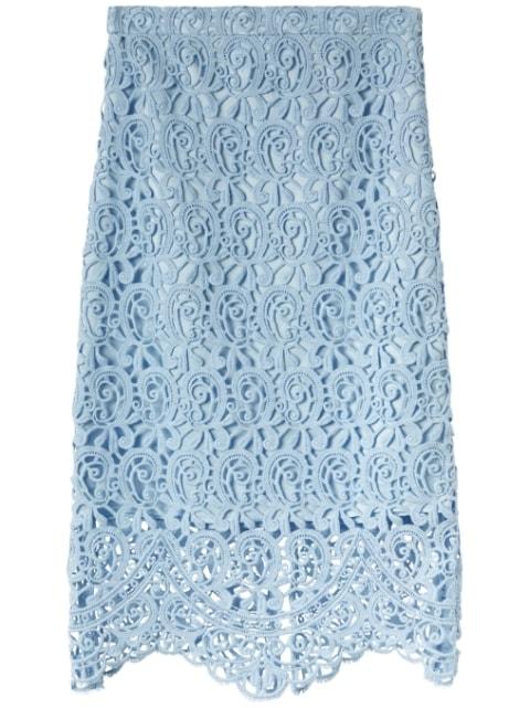 lace-embroidery pencil skirt by BURBERRY