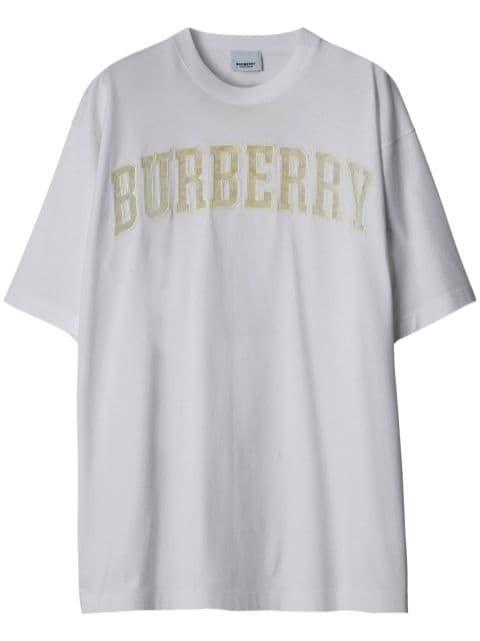 lace logo-detail cotton T-shirt by BURBERRY