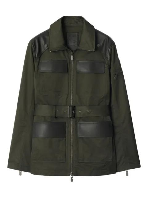 leather-trim belted jacket by BURBERRY
