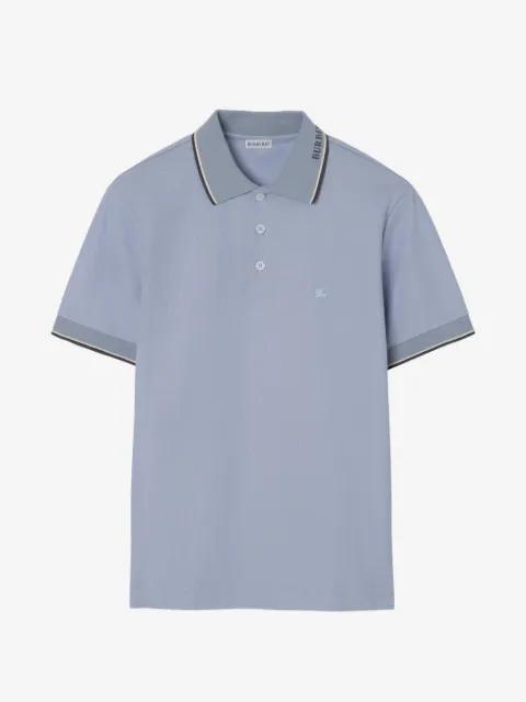 logo collar cotton polo shirt by BURBERRY