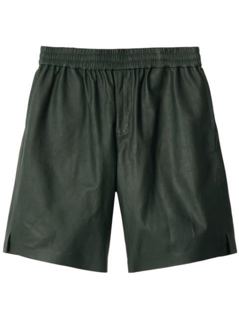 logo-debossed leather shorts by BURBERRY