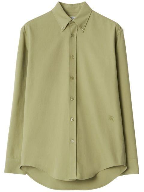 logo-embroidered cotton shirt by BURBERRY