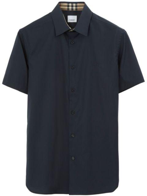 logo-embroidered cotton shirt by BURBERRY