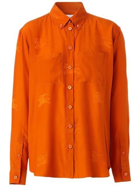 logo-embroidered long-sleeve shirt by BURBERRY