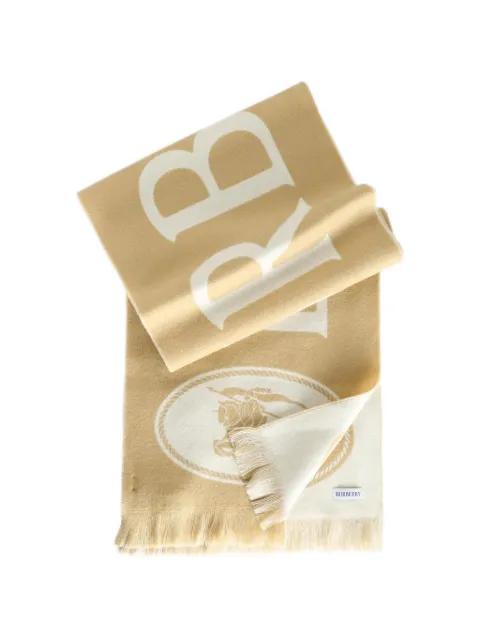 logo-intarsia fringed scarf by BURBERRY