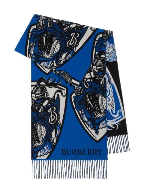 logo-jacquard fringed scarf by BURBERRY