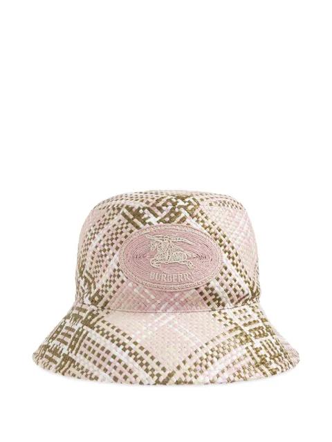 logo-patch checked bucket hat by BURBERRY