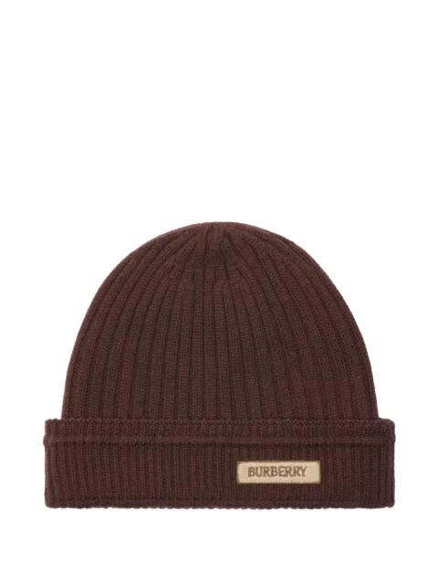 logo-plaque wool beanie by BURBERRY