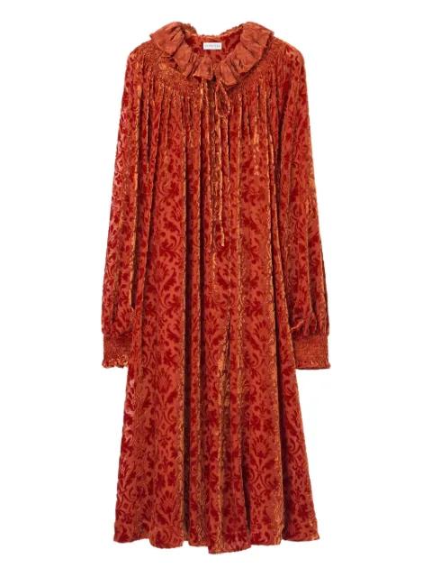 long-sleeve ruffled midi dress by BURBERRY