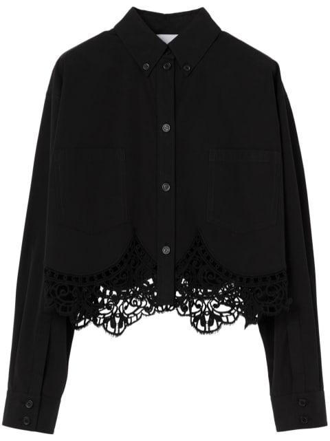 macramé cotton cropped shirt by BURBERRY