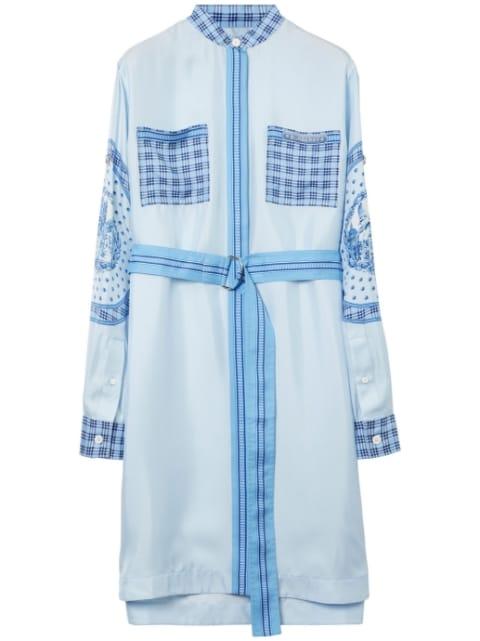 monument-print belted silk shirt dress by BURBERRY