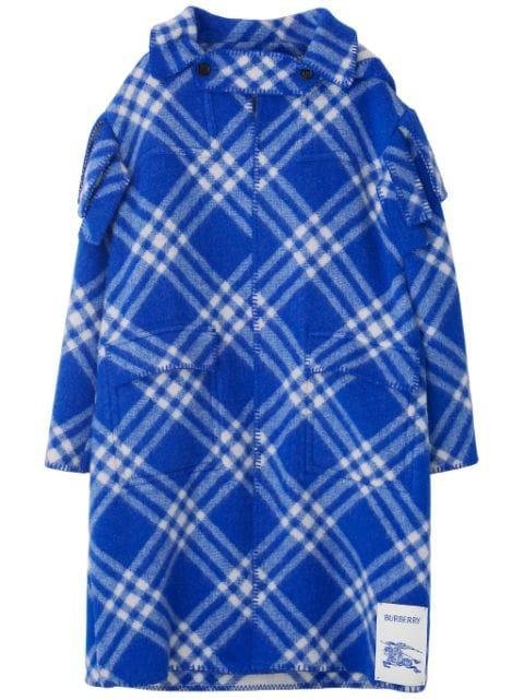 plaid-check wool blanket cape by BURBERRY