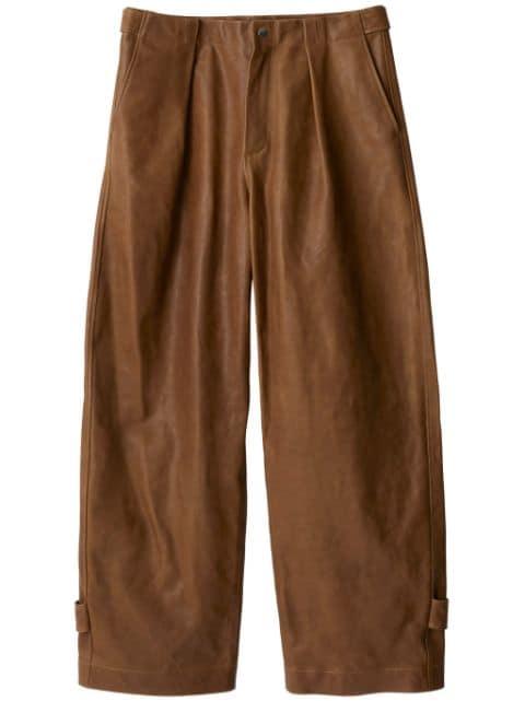 pleat-detail leather trousers by BURBERRY