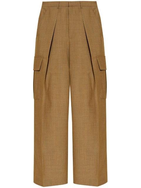 pleat-detail wool cargo trousers by BURBERRY