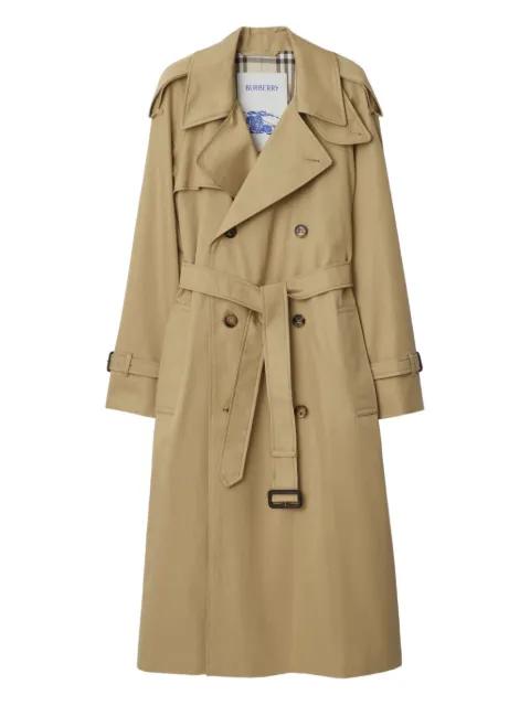 raglan-sleeve belted trench coat by BURBERRY