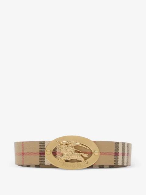reversible Check Knight stamp belt by BURBERRY