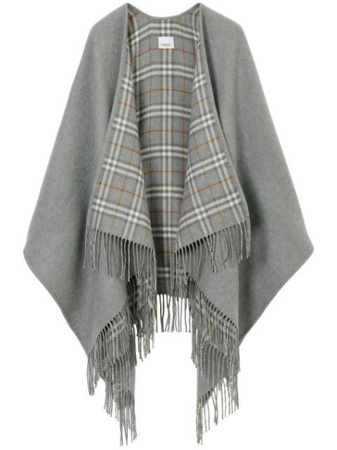 reversible Check wool cape by BURBERRY