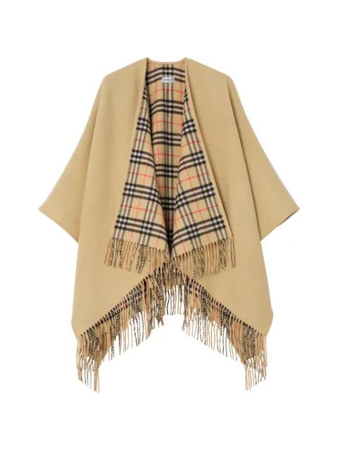 reversible Check wool cape by BURBERRY