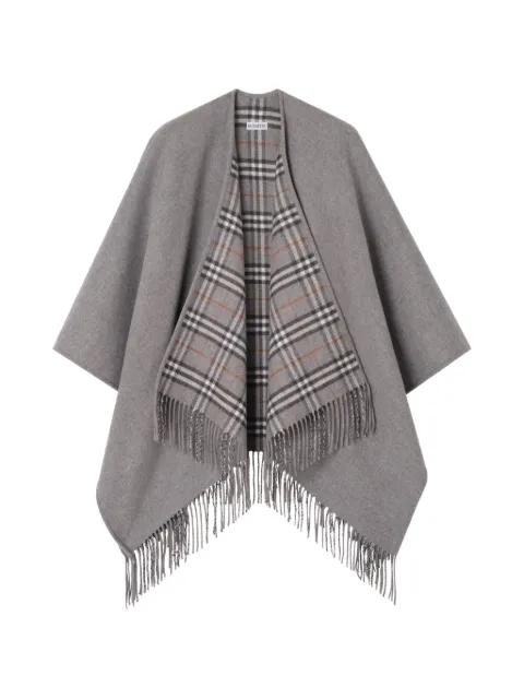 reversible Check wool cape by BURBERRY
