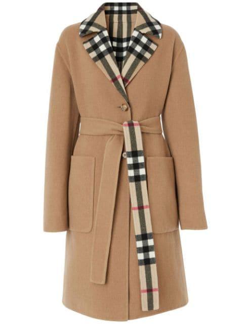 reversible check wool coat by BURBERRY