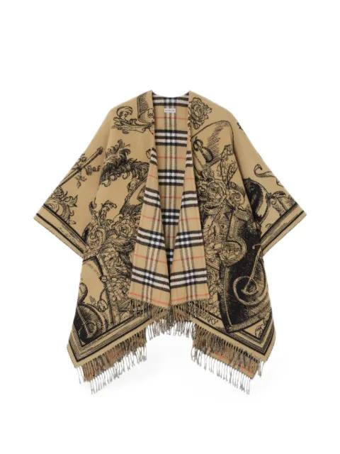 reversible etched Knight wool cape by BURBERRY