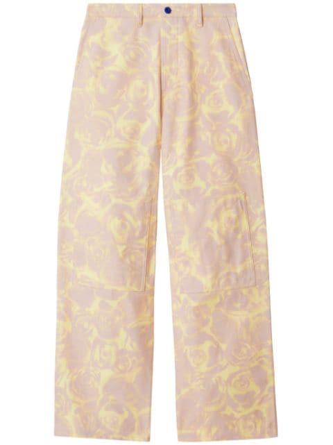 rose-print straight-leg trousers by BURBERRY