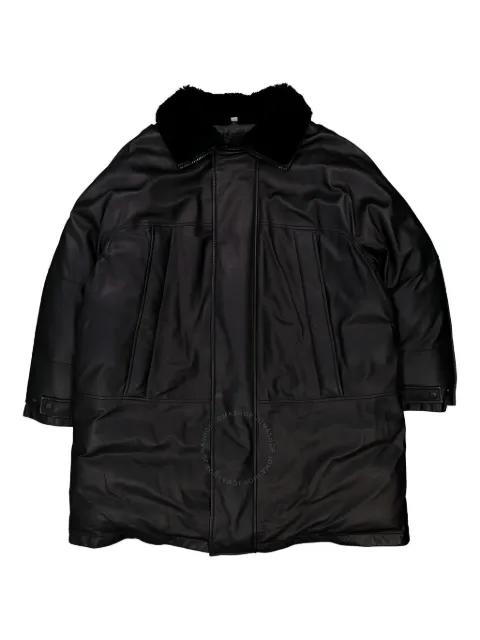 shearling-collar leather coat by BURBERRY