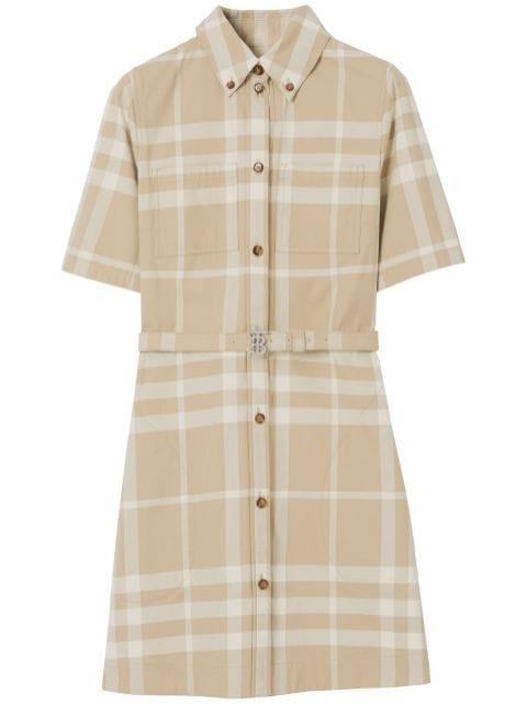 signature check-print cotton shirt dress by BURBERRY