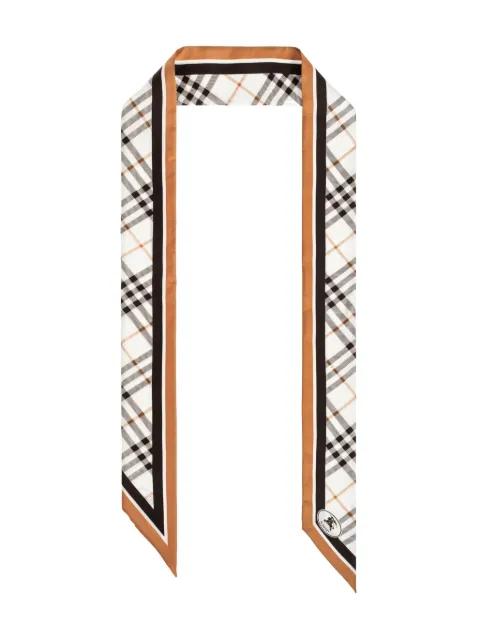 skinny Check Knight stamp silk scarf by BURBERRY