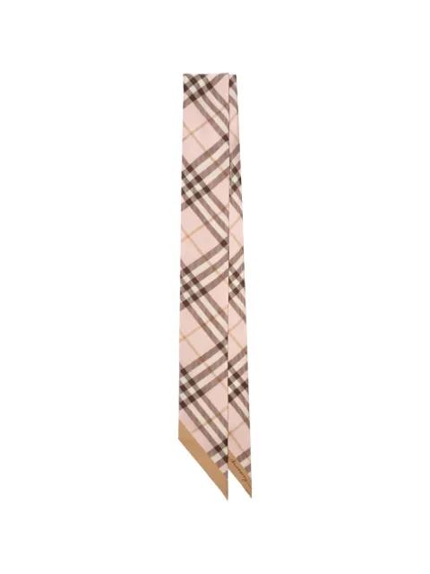 skinny contrast-Check silk scarf by BURBERRY
