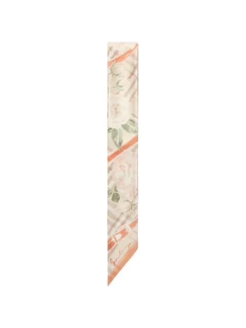 skinny rose Check silk scarf by BURBERRY